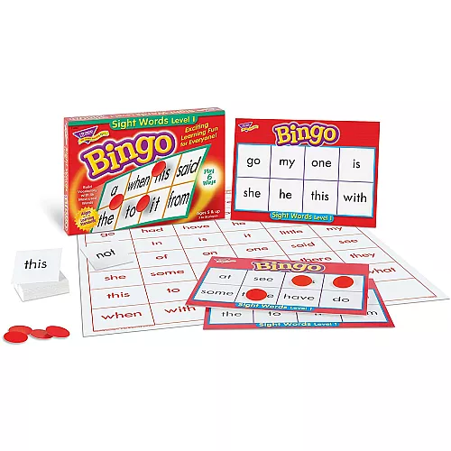 Навчальний набір бінго Слова 1 рівень (46 часто використовуємих слів) від Trend Enterprises