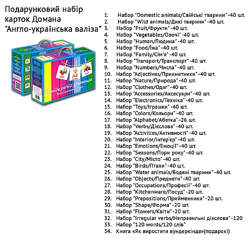 Набор карточек Домана Англо-украинский чемоданчик (1386 карточек)