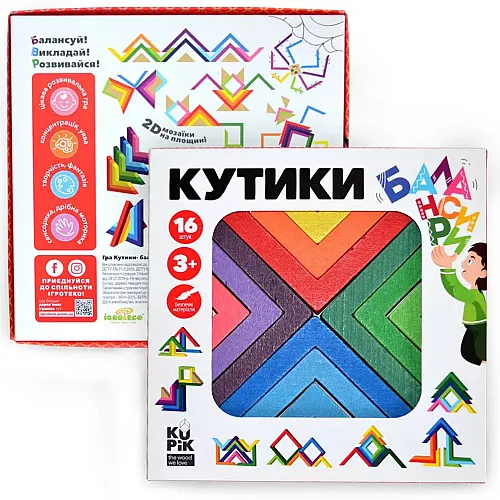 Развивающая деревянная игрушка балансир Уголки (16 элементов) Развивающая деревянная игрушка балансир Уголки (16 элементов)