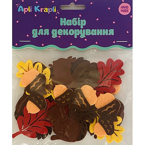 Набір декору Білочка, жолудь та листочок (16 шт)