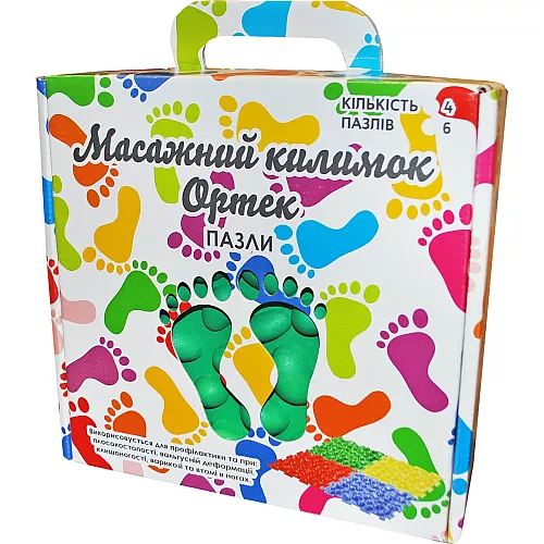 Тактильний масажний ортопедичний килимок (4 пазла)