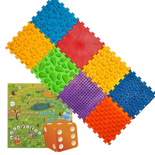 Масажний ортопедичний килимок Лісові пригоди з настільною грою (8 пазлів)