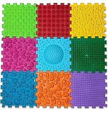 Масажний килимок-пазл Мікс пазли (9 елементів оновлений)