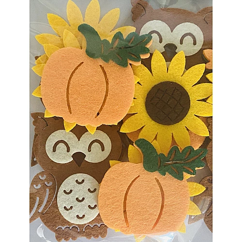 Набор наклеек с фетром сова, подсолнечник, тыква