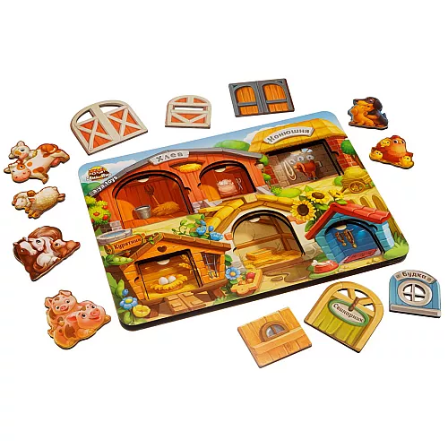 Развивающий трехслойный пазл Ферма