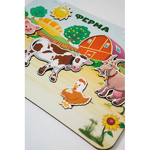 Розвиваючий дерев'яний пазл Тварини