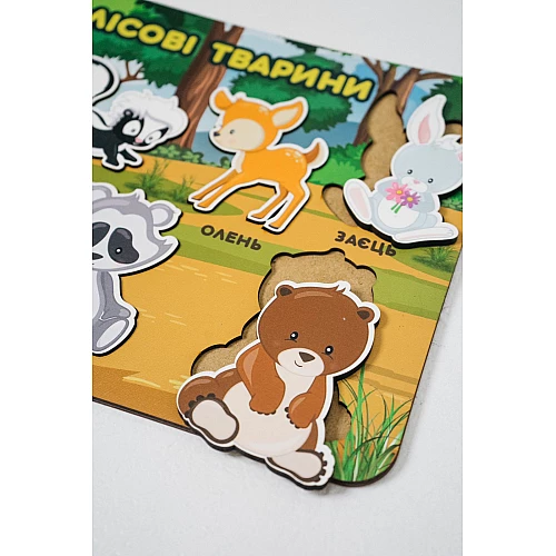 Розвиваючий дерев'яний пазл Тварини