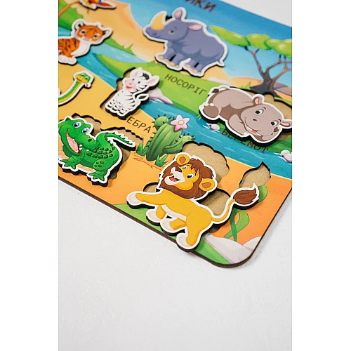 Розвиваючий дерев'яний пазл Тварини