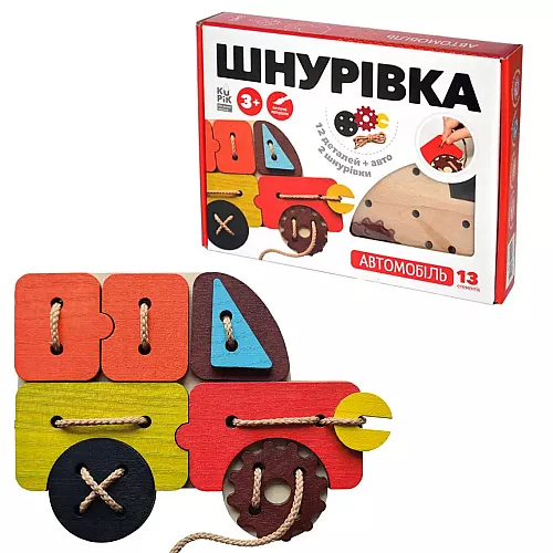 Развивающая игра шнуровка Автомобиль (30 элементов) Развивающая игра шнуровка Автомобиль (30 элементов)