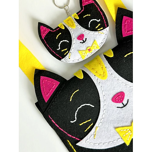 Набор для творчества сумка и брелок из фетра Котик