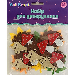 Набор декора Ежик, грибочек и листочек (16 шт)