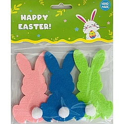 Набір декору з фетру Зайчики з помпонами (3 шт)