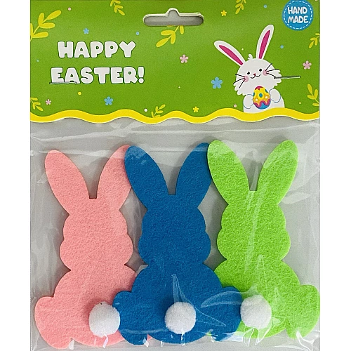 Набір декору з фетру Зайчики з помпонами (3 шт)