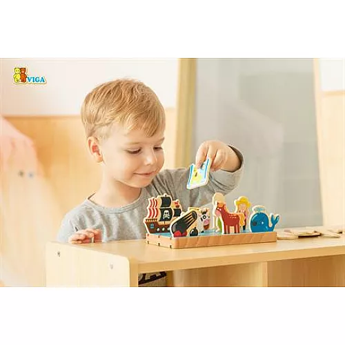 Развивающий двусторонний набор Ферма и море от Viga Toys Развивающий двусторонний набор Ферма и море от Viga Toys