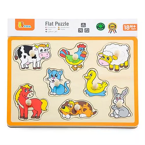 Розвиваюча рамка вкладиш Тварини ферми від Viga Toys Розвиваюча рамка вкладиш Тварини ферми від Viga Toys