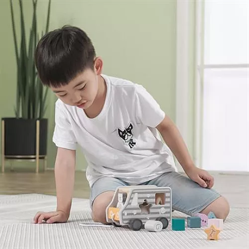 Розвиваюча дерев'яна каталка-сортер Машинка від Viga Toys Розвиваюча дерев'яна каталка-сортер Машинка від Viga Toys