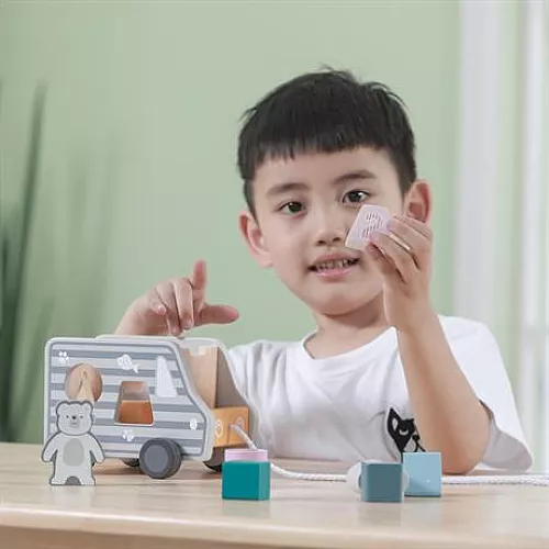 Розвиваюча дерев'яна каталка-сортер Машинка від Viga Toys Розвиваюча дерев'яна каталка-сортер Машинка від Viga Toys