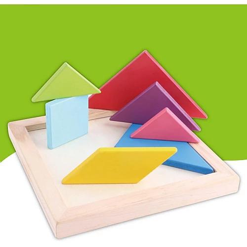 Розвиваюча гра-головоломка Кольоровий танграм 14*14 см від Obetty