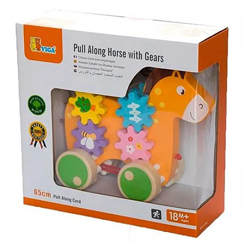 Розвиваюча іграшка каталка з шестернями Конячка від Viga Toys Розвиваюча іграшка каталка з шестернями Конячка від Viga Toys