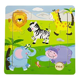 Развивающий пазл Сафари (9 элементов) от Viga Toys