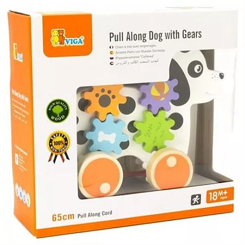 Розвиваюча іграшка каталка з шестернями Щеня від Viga Toys Розвиваюча іграшка каталка з шестернями Щеня від Viga Toys