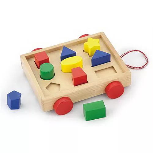 Розвиваюча дерев'яна каталка-сортер Візок з фігурами (9 шт) від Viga Toys Розвиваюча дерев'яна каталка-сортер Візок з фігурами (9 шт) від Viga Toys