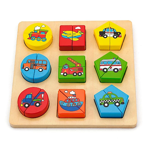 Розвиваючий набір пазли Форми Транспорт (18 елементів) від Viga Toys