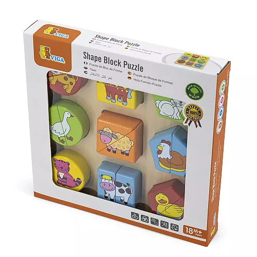 Розвиваючий набір пазли Форми Тварини (18 елементів) від Viga Toys