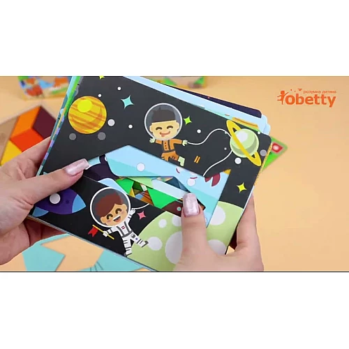 Розвиваючий набір дерев'яний Танграм з картками