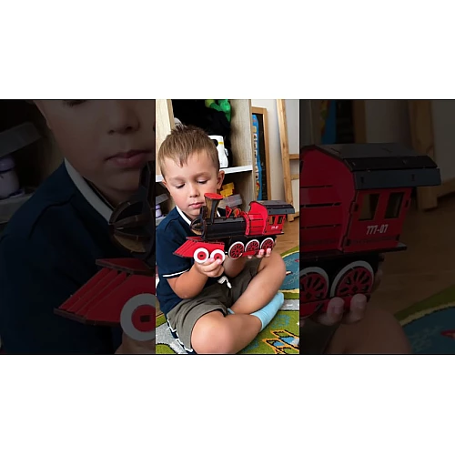 Деревянный 3D-конструктор Поезд (231 деталь) от PuzzleOk