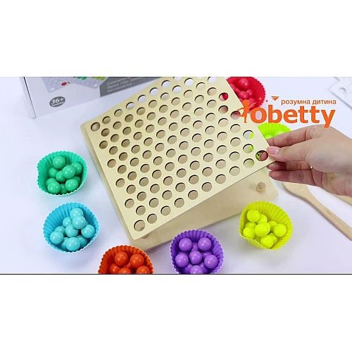 Розвиваючий дерев'яний набір сортер Кольорові кульки від Obetty