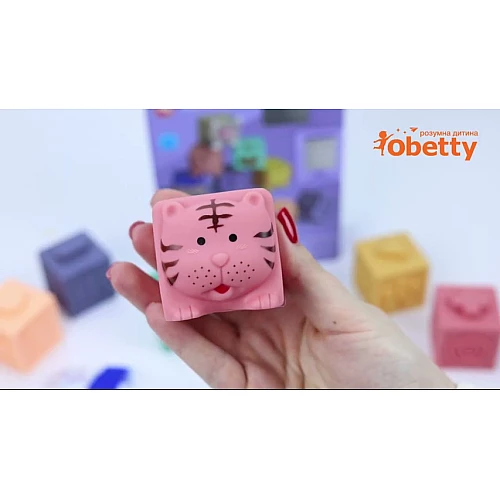 Текстурные кубики-конструктор Животные (12 шт) от Obetty