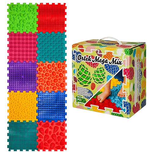 Тактильный массажный коврик Пазлы Микс (10 элементов)