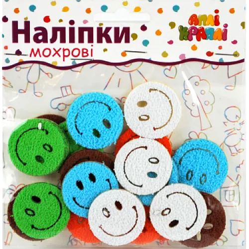 Набір для творчості наліпки махрові смайлики (20 шт)